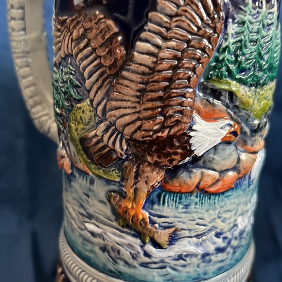 Vintage Beautiful Thewalt Beer Stein made in Germany with Bald Eagles theme. - Picture 8 of 12